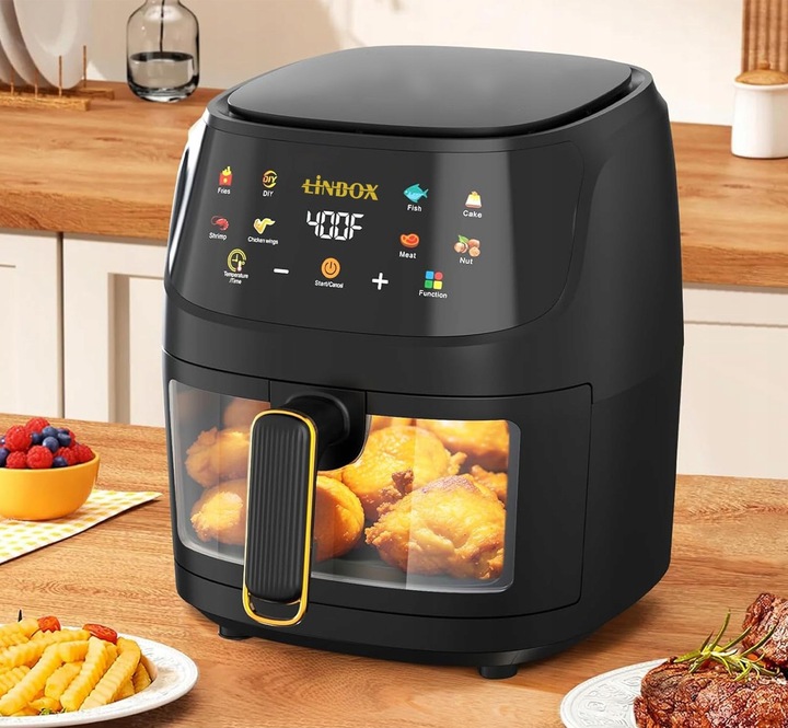 FRYTKOWNICA BEZTŁUSZCZOWA AIR FRYER LINBOX CZARNA