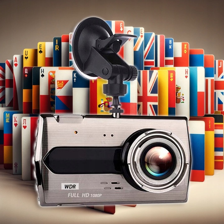 KAMERA DO SAMOCHODU REJESTRATOR JAZDY PRZÓD i TYŁ WIDEO REJESTRATOR Menu PL