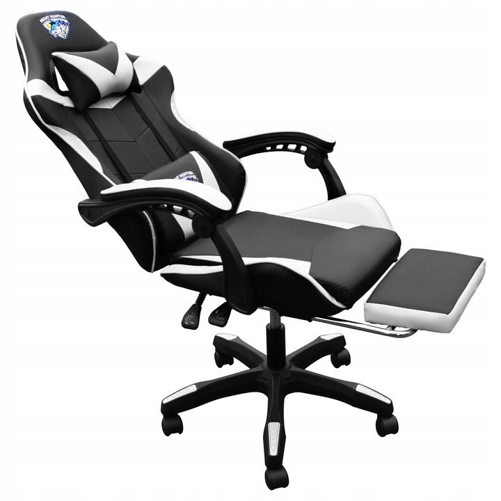 FOTEL gamingowy z MASAŻEM pleców KOMPUTEROWY OBROTOWY dla gracza +podnóżek!