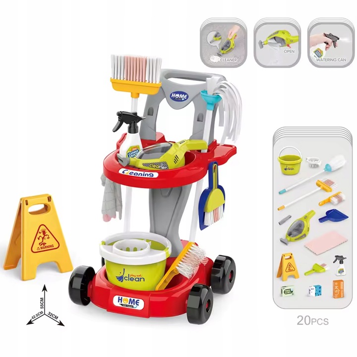 WÓZEK ZESTAW DO SPRZĄTANIA WIADERKO ODKURZACZ MOP DLA DZIECI MATADI