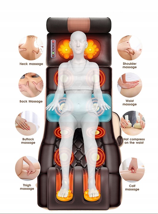MATERAC MASUJĄCY Mata do masażu + MASAŻER DRENAŻ NÓG ŁYDEK PRESOTERAPIA
