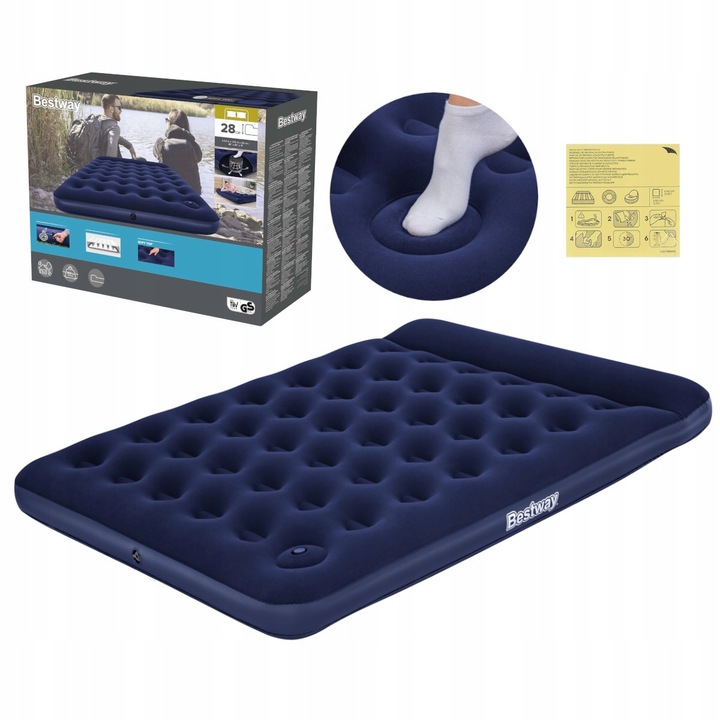 MATERAC DMUCHANY DWUOSOBOWY BESTWAY z pompką ŁÓŻKO TURYSTYCZNE 203 x 152CM
