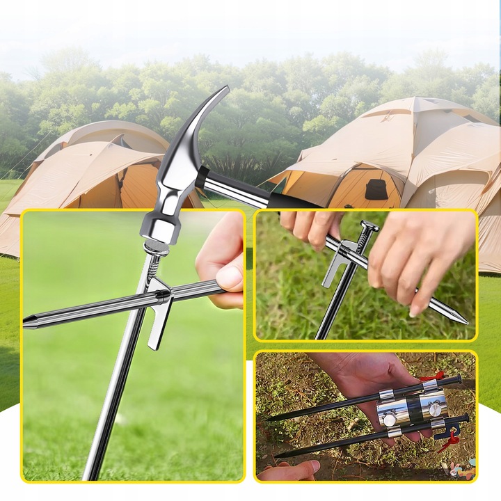 kotwy do trampoliny Solidne kotwa do ziemi 9mm 30cm 8szt z workiem srebrny