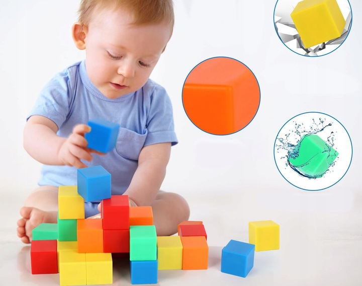 Klocki magnetyczne edukacyjne KOSTKI SZEŚCIANY Zestaw 64 el. magnesy