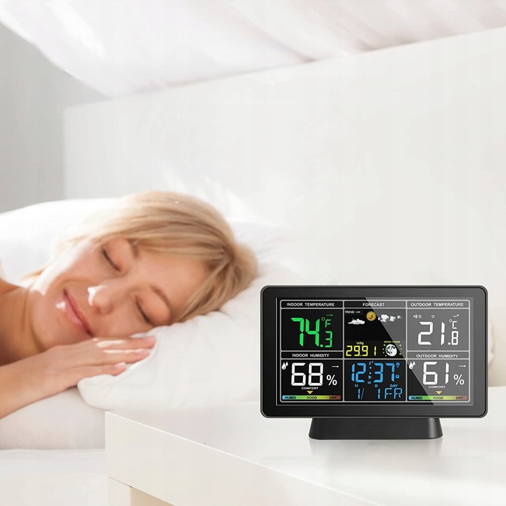 STACJA POGODY BEZPRZEWODOWA HIGROMETR TERMOMETR CIŚNIENIE 3 CZUJNIKI hPa