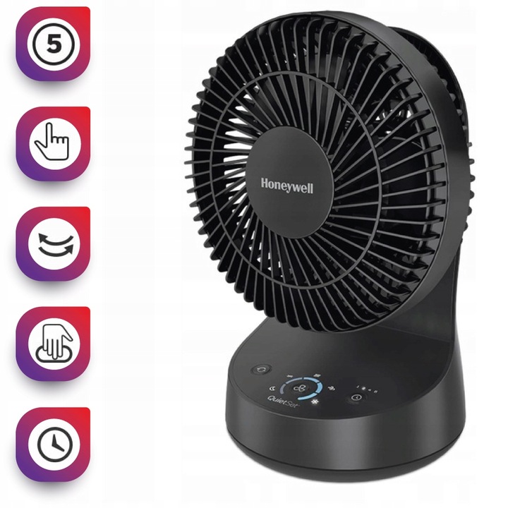 WENTYLATOR WIATRAK BIURKOWY HONEYWELL HTF337 5TRYBÓW CICHA PRACA TIMER