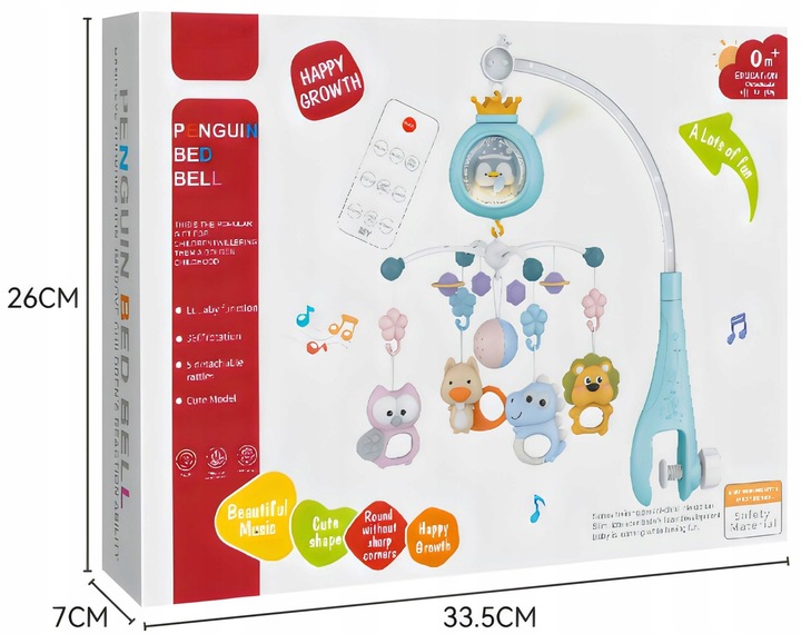 KARUZELA DO ŁÓŻECZKA Z PROJEKTOREM I POZYTYWKĄ 3w1 LAMPKA NOCNA PILOT