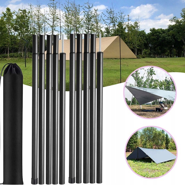 2X2M SŁUPKI NAMIOTOWE TELESKOPOWY Z STAL DO MARKIZY KEMPINGU REGULOWANY