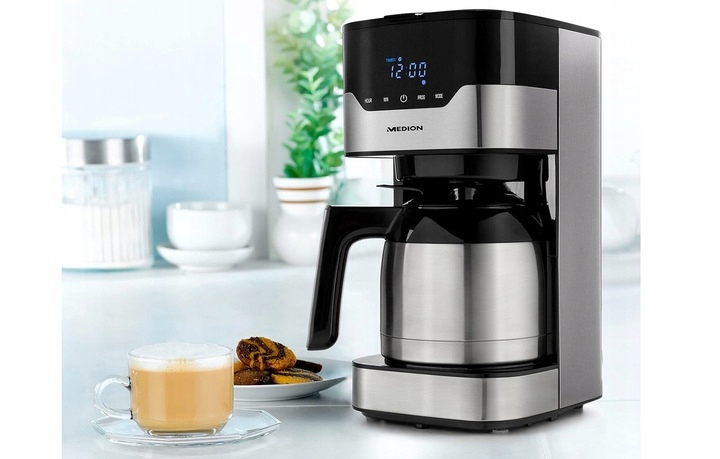 Ekspres przelewowy Medion TERMOS 1.2L 900W,Reg.aromatu kawy,do 8 filiżanek