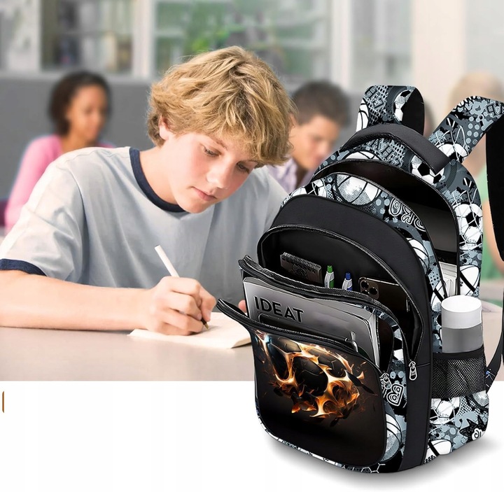 PLECAK SZKOLNY DLA CHŁOPCA PIŁKA NOŻNA TORNISTER MŁODZIEŻOWY + PIÓRNIK USB