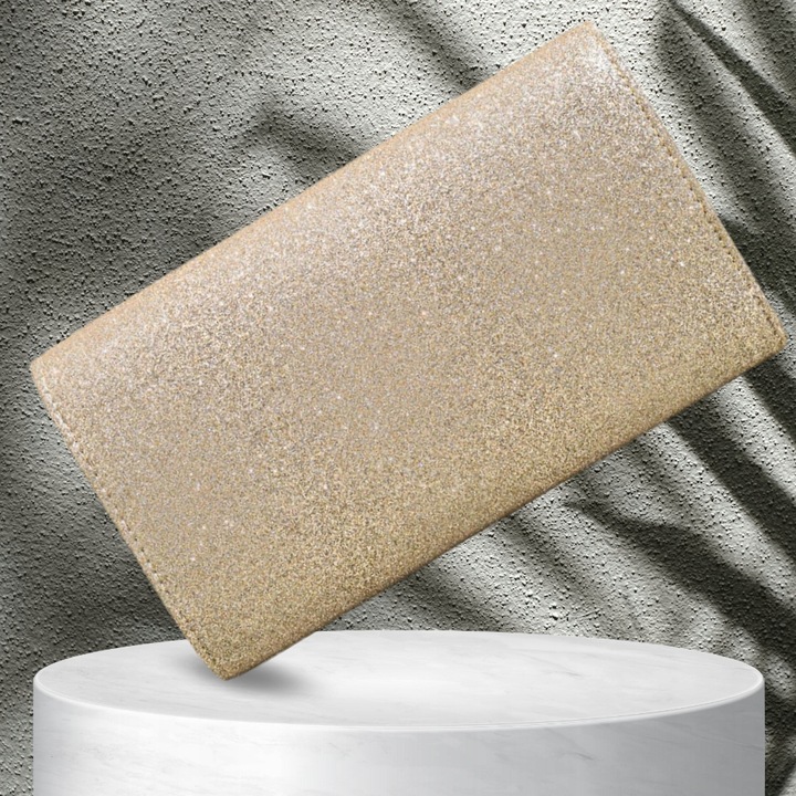 Wieczorowa Złota Torebka Elegancka Kopertówka Wizytowa Błyszcząca Retro