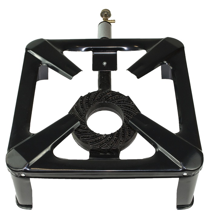 ŻELIWNY TABORET GAZOWY PALNIK 40x40cm ZESTAW REDUKTOR WĄŻ SOLIDNY WYTRZYMA