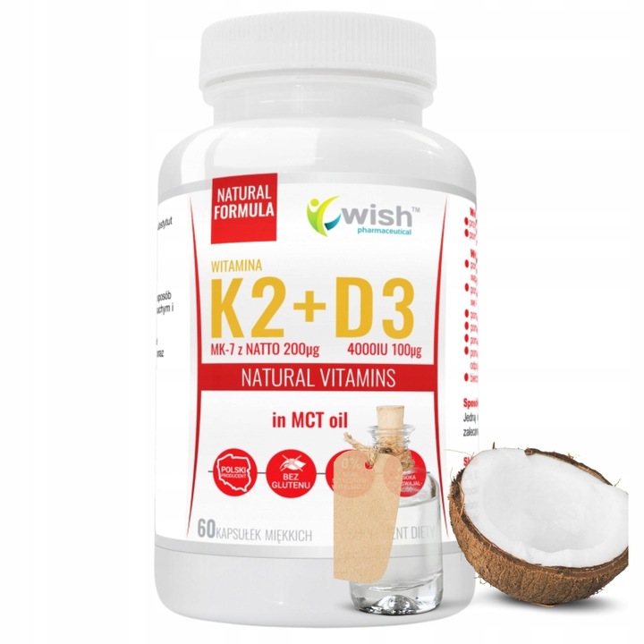 WITAMINA K2 MK7 200mg natto + D3 4000IU MCT 60KAPS