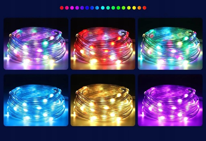 Lampki choinkowe LED Smart USB 20m 200 LED + Pilot Tryb Muzyczny Halloween