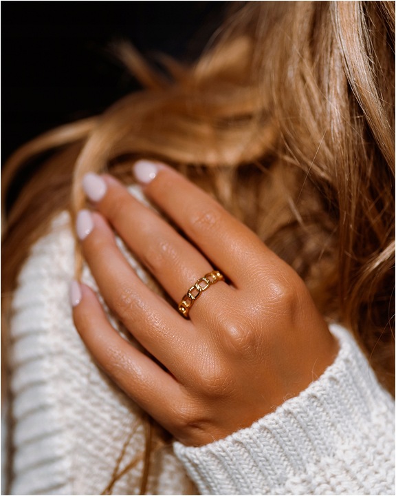 Pierścionek damski REGULOWANY PANCERKA wąski stal