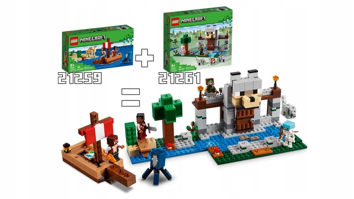 LEGO MINECRAFT 21259 Statek Piracki Figurki Wielbłąd Zestaw Klocki + Torba