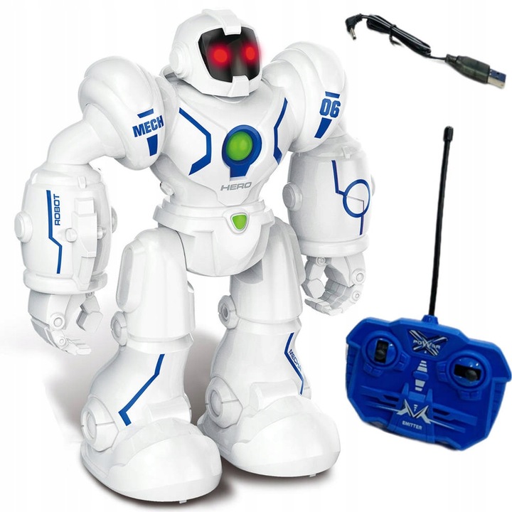 DUŻY ROBOT ROBOHERO Zdalnie Sterowny Świeci Chodzi USB PILOT Akumulator