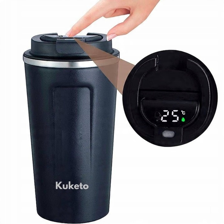 KUBEK TERMICZNY TERMOS 380 ML WYŚWIETLACZ EKRAN LCD NA KAWĘ HERBATĘ SMART