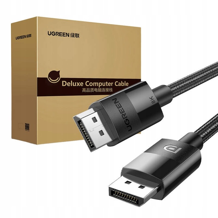 UGREEN KABEL PRZEWÓD VIDEO 2X DISPLAY PORT DP 1.4 8K 60 HZ HDR W OPLOCIE 1M