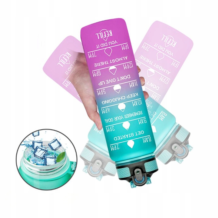 BUTELKA NA WODĘ BIDON SPORTOWY Z MIARKĄ Z PODZIAŁKĄ NA SIŁOWNIE FITNESS 1L