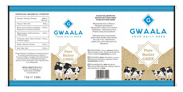 Masło klarowane Ghee Gwala 1Kg