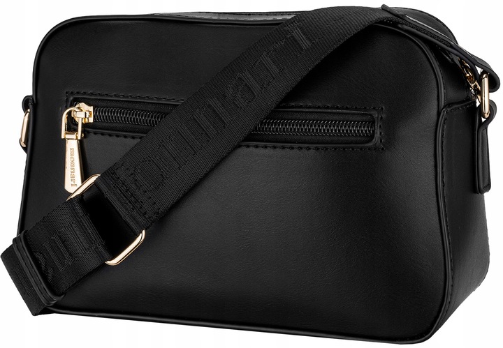 TOREBKA CZARNA Listonoszka MONNARI ZŁOTE LOGO LOGOWANY PASEK