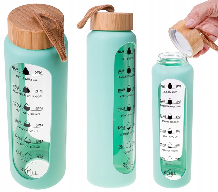 BIDON BUTELKA SZKLANA SZCZELNA NA WODĘ KUBEK POJEMNIK NA NAPÓJ SHAKER 1L