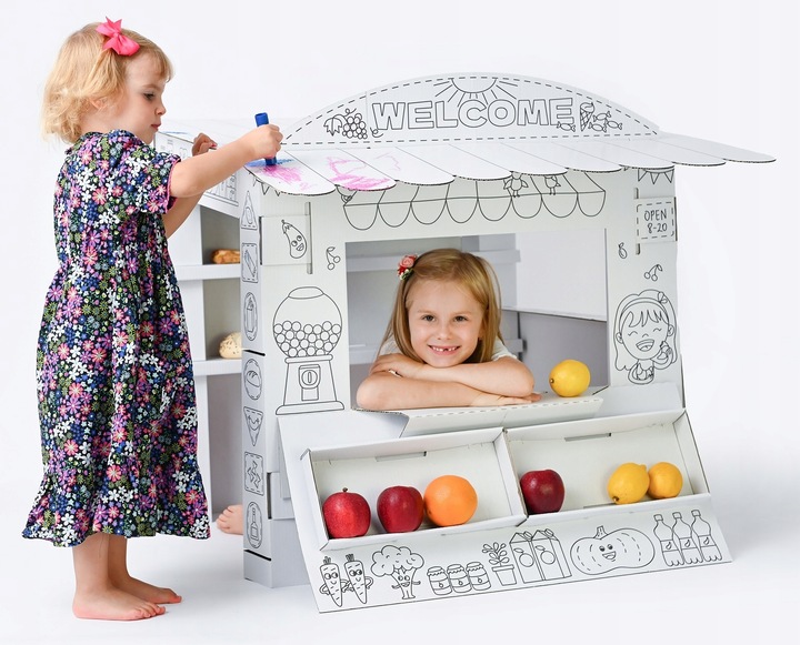 Duży Stragan Tekturowy Zabawa w sklep Pomysł na prezent dla dzieci