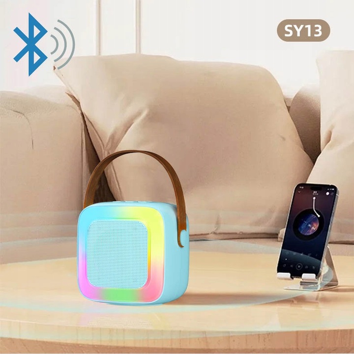 PRZENOŚNY GŁOŚNIK ZESTAW KARAOKE BEZPRZEWODOWY MIKROFON BLUETOOTH USB