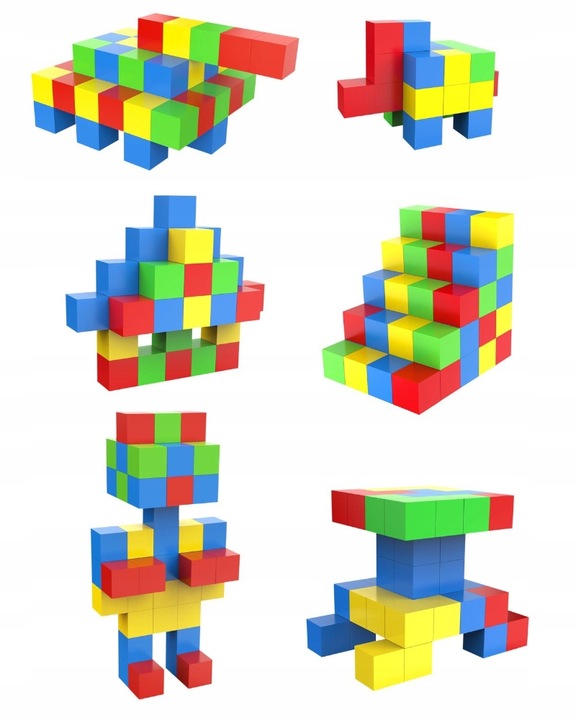 Kolorowe klocki magnetyczne kostki edukacyjne układanka 3d 69 elementów