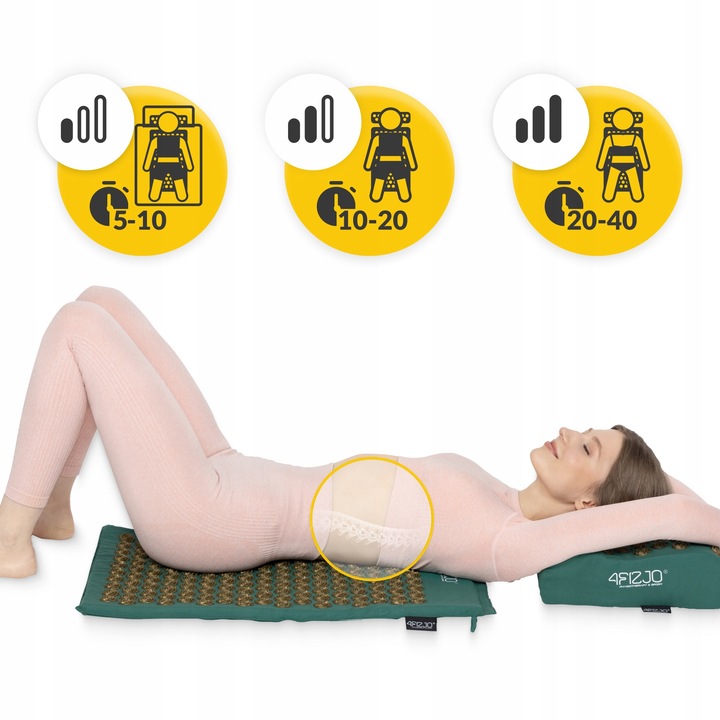 Mata do akupresury z poduszką XL 4FIZJO zielona