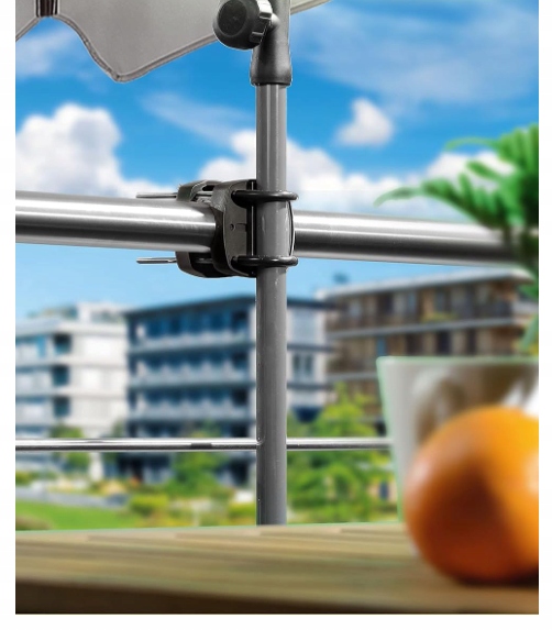 UCHWYT NA PARASOL BALKONOWY NA BALKON DO BARIERKI METAL DUŻY REGULOWANY XXL
