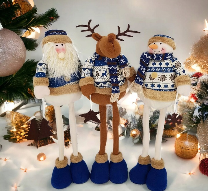 Zestaw figurek świątecznych stojące DUŻE RENIFER BAŁWAN MIKOŁAJ 42cm