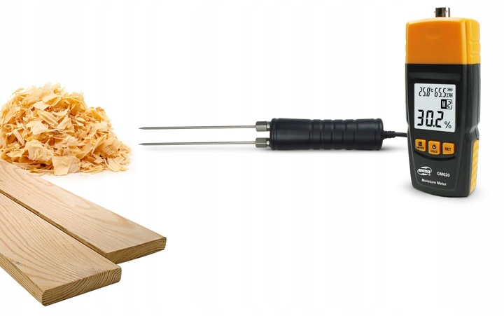 WILGOTNOŚCIOMIERZ PRECYZYJNY I SZYBKI MIERNIK WILGOTNOŚCI DREWNA+SONDA LCD