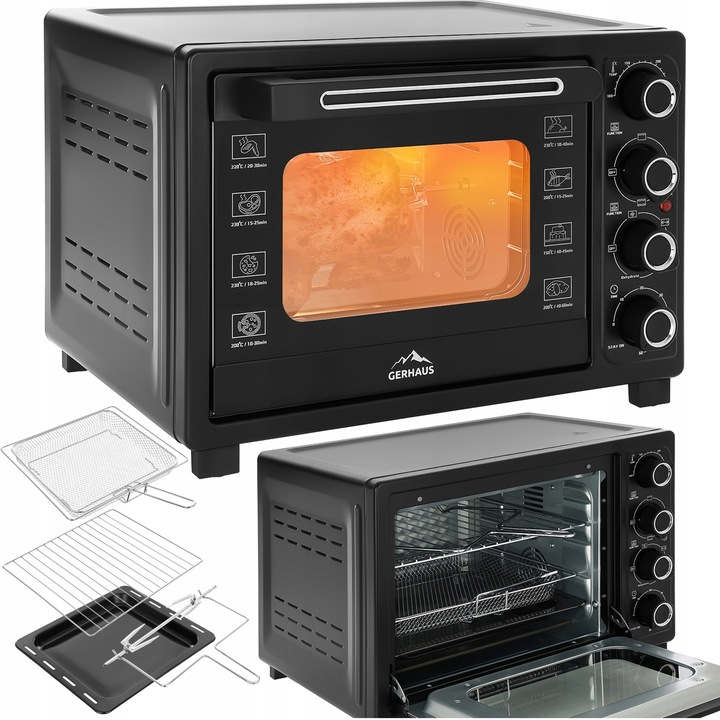 PIEKARNIK ELEKTRYCZNY 45L 2000W TERMOOBIEG ROŻNO GRILL SUSZARKA DO GRZYBÓW