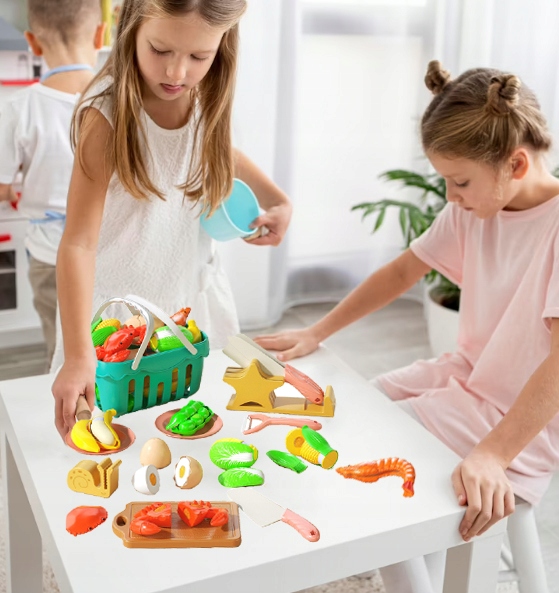 ZESTAW KUCHNIA SKLEP DLA DZIECI DO KROJENIA OWOCE WARZYWA NA RZEP KOSZYK