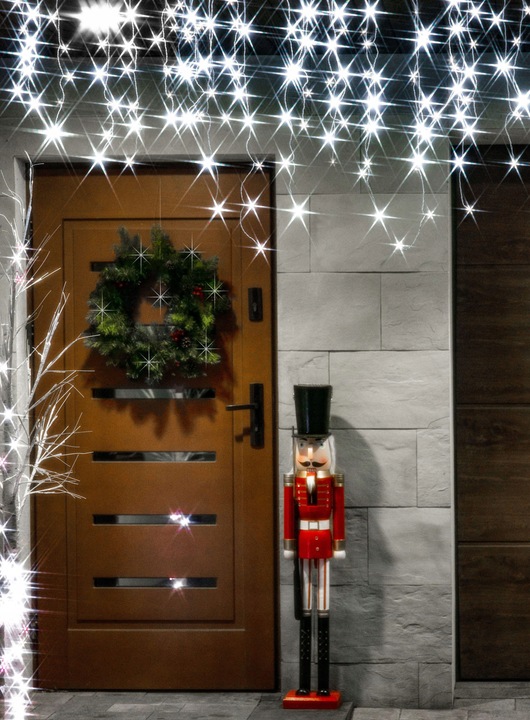 LAMPKI CHOINKOWE 300LED ZEWNĘTRZNE SOPLE KURTYNA 14,5m ZIMNE BIAŁE GIRLANDA