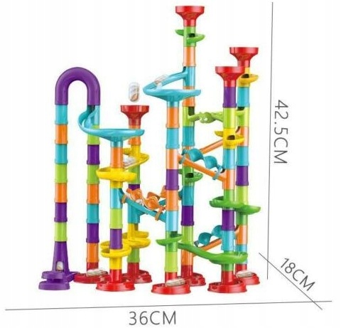Tor Kulkowy KULODROM ZESTAW 113 el KULKI WYRZUTNIA Zjeżdżalnia dla kulek
