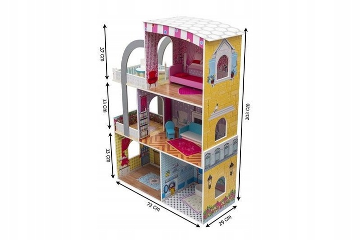 DREWNIANY DOMEK DLA LALEK WILLA MEBELKI W ZESTAWIE