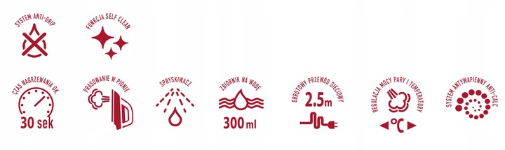 Żelazko parowe ze stopą ceramiczną 3000W czarne mocne MPM MZE-24/C