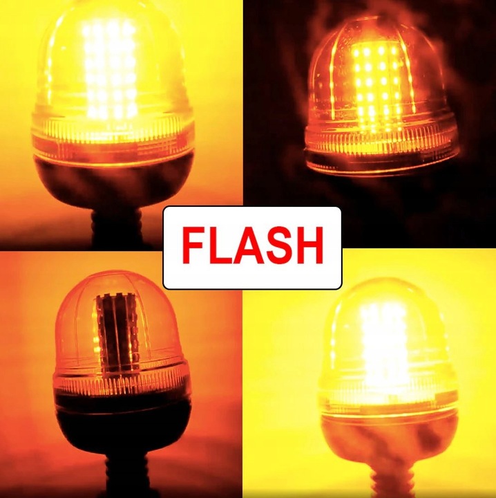 LAMPA LED 12V/24V BŁYSKOWA KOGUT NA TRZEPIEŃ MOCNA