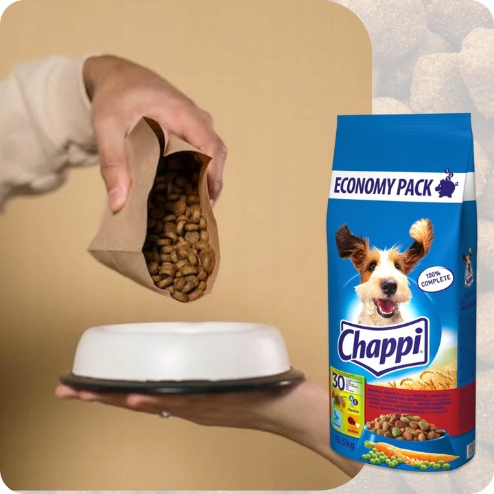 SUCHA KARMA CHAPPI 13,5KG DLA DOROSŁYCH PSÓW Z WOŁOWINĄ DROBIEM I WARZYWAMI