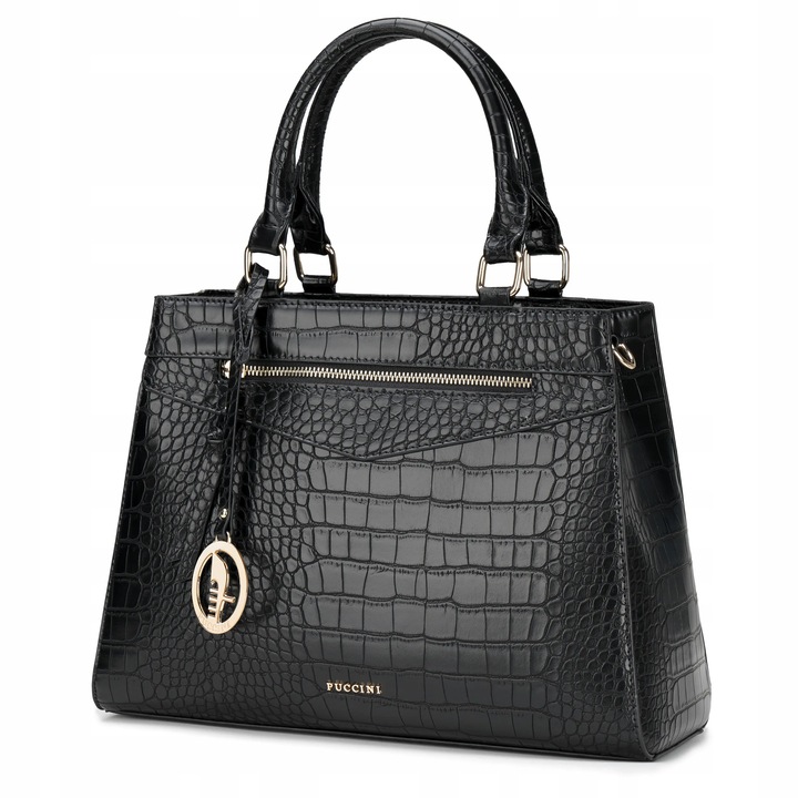 Torebka Damska Mała Kuferek Ramię Odpinany Pasek PUCCINI Czarna BML067S-1
