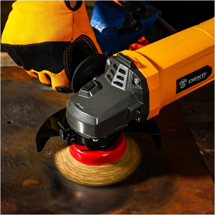SZLIFIERKA KĄTOWA KĄTÓWKA 1100W 125MM Z REGULACJĄ OBROTÓW DEKO + 3 TARCZE