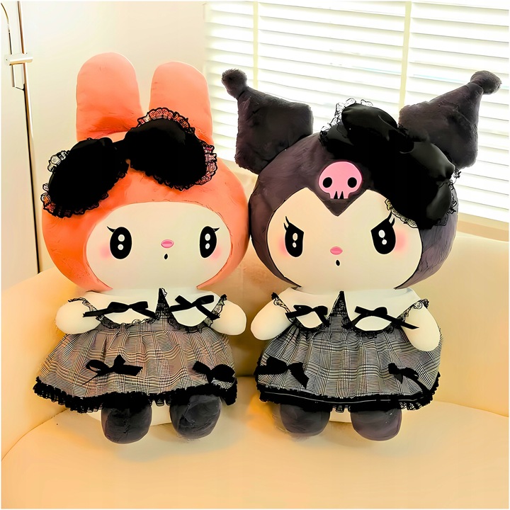 HELLO KITTY KUROMI MASKOTKA PLUSZAK ZABAWKA CZARNA SUKIENKA KOTEK 25CM