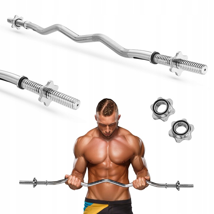 SZTANGA GRYF ŁAMANY 120CM 28MM GWINTOWANY ZACISKI