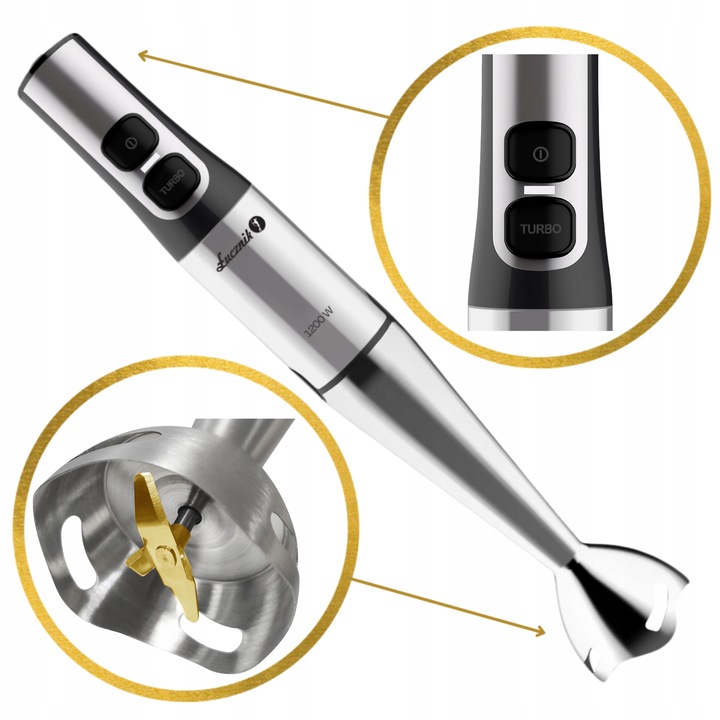 BLENDER RĘCZNY WIELOFUNKCYJNY MIKSER KUCHENNY ROZDRABNIACZ 1200W ŁUCZNIK