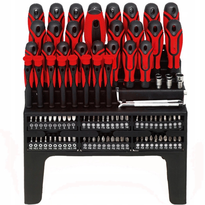 ZESTAW ŚRUBOKRĘTÓW WKRĘTAKÓW BITÓW STOJAK 100-EL