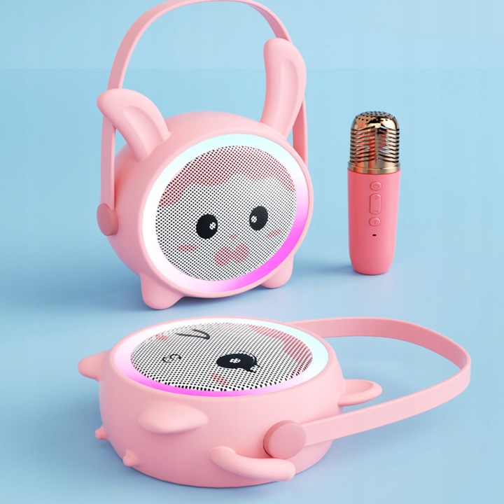 Bezprzewodowy Zestaw Karaoke Głośnik Bluetooth + 2 Mikrofony dla Dzieci RGB