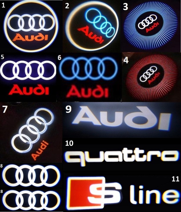 LED LOGO PROJEKTOR AUDI A1 A3 A4 A5 A6 A7 A8 Q3 Q5 Q7 R8 TT